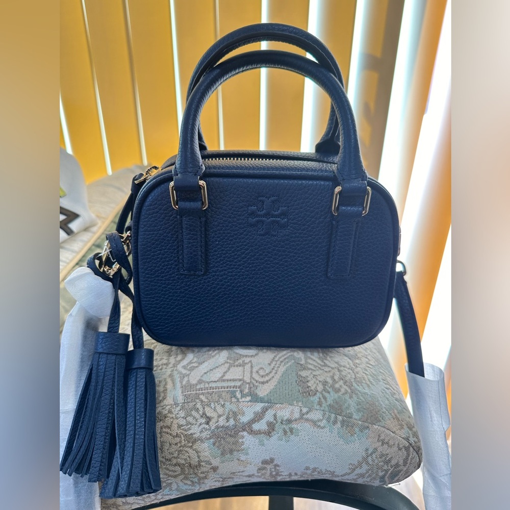 Tory Burch Thea Mini Satchel Bag in Navy